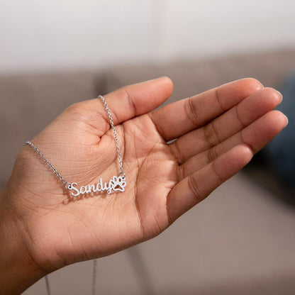 Custom  Paw Print Name Necklace