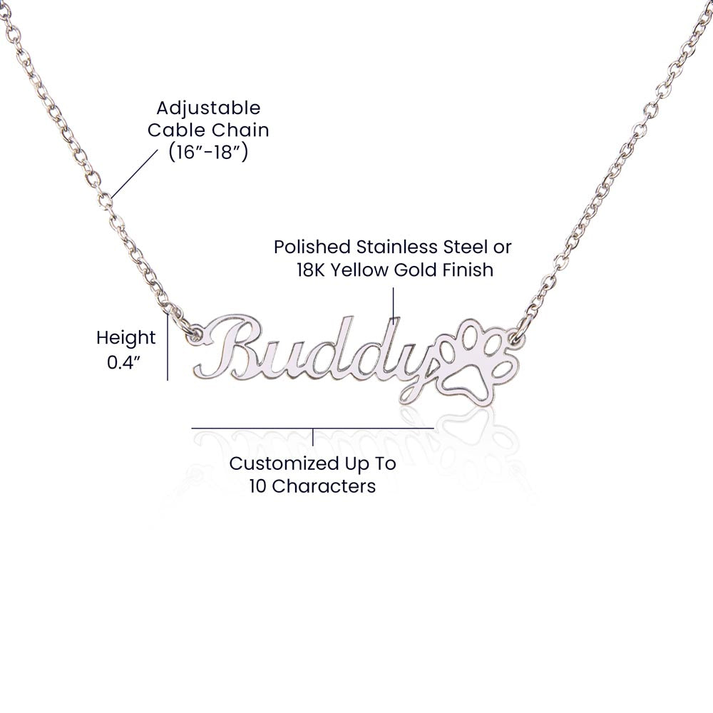 Custom Paw Print Name Necklace