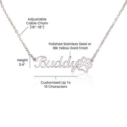 Custom Paw Print Name Necklace