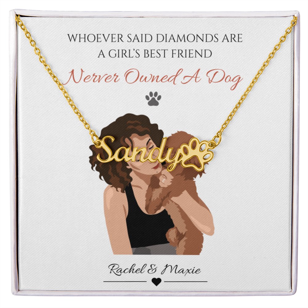 Custom  Paw Print Name Necklace