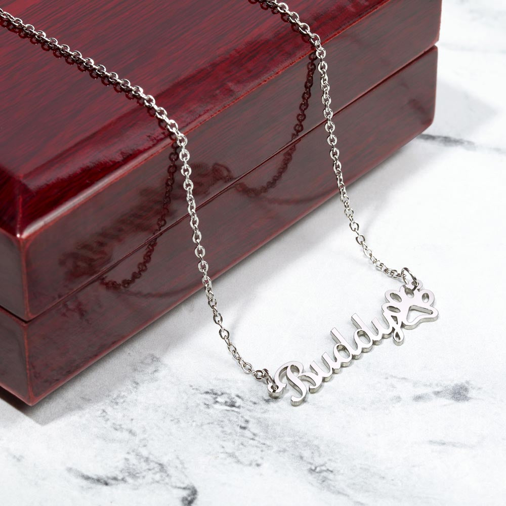 Custom  Paw Print Name Necklace