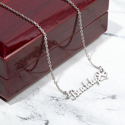 Custom  Paw Print Name Necklace