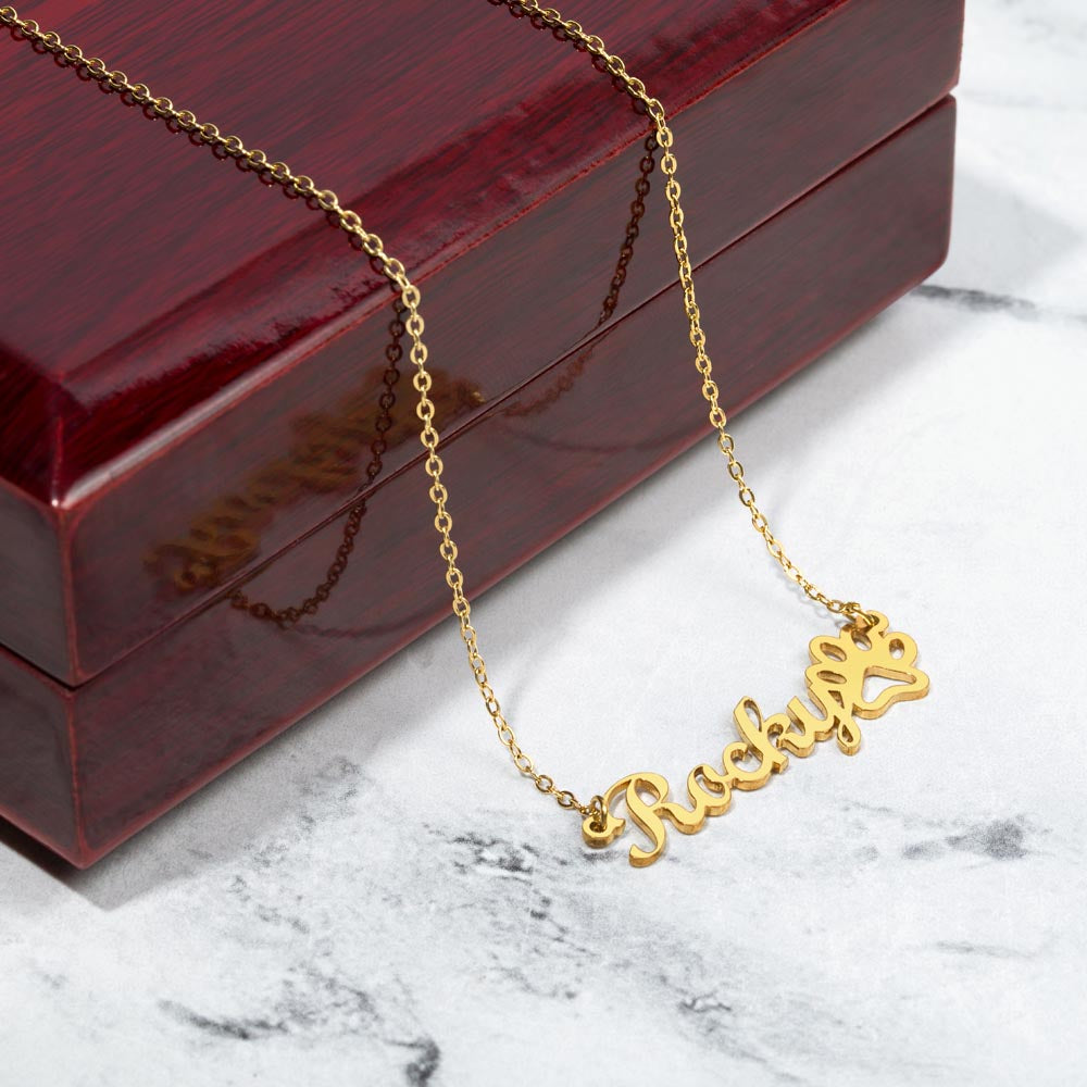 Custom Paw Print Name Necklace