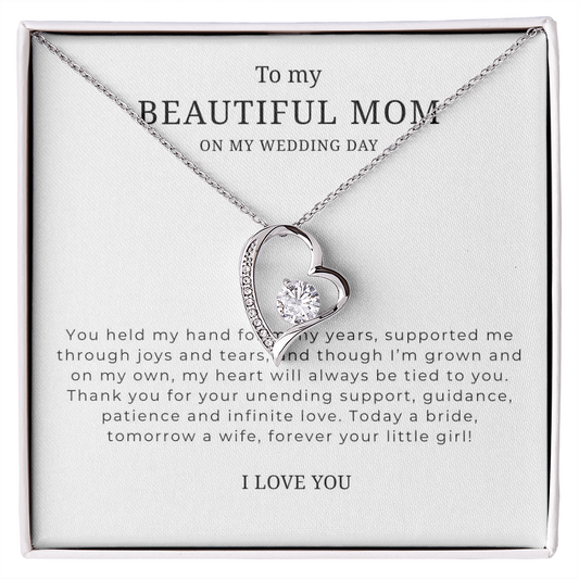 To My Beautiful Mom On My Wedding Day Interlocking Hearts Necklace