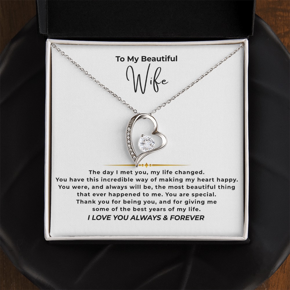 To My Beautiful Wife Interlocking Hearts Necklace