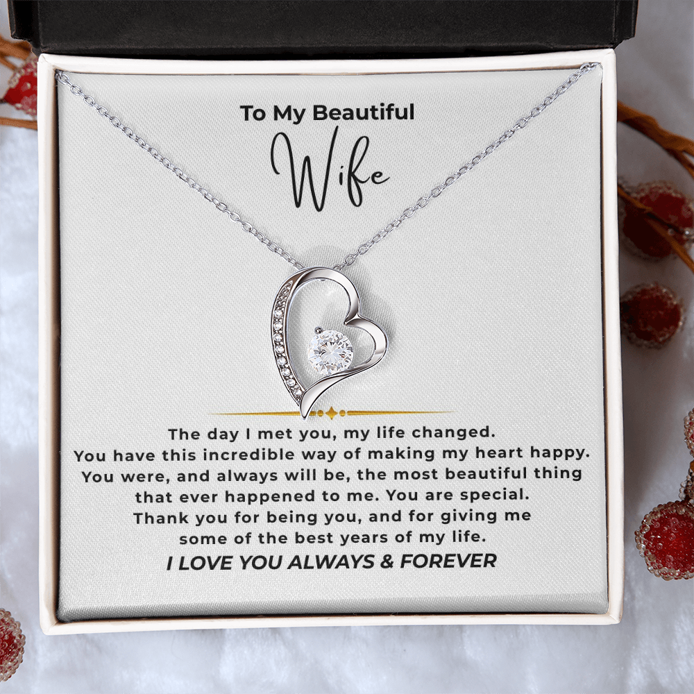 To My Beautiful Wife Interlocking Hearts Necklace