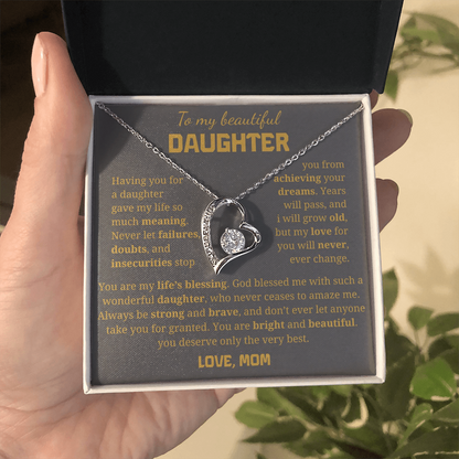 To My Beautiful Daughter  Forever Love Necklace