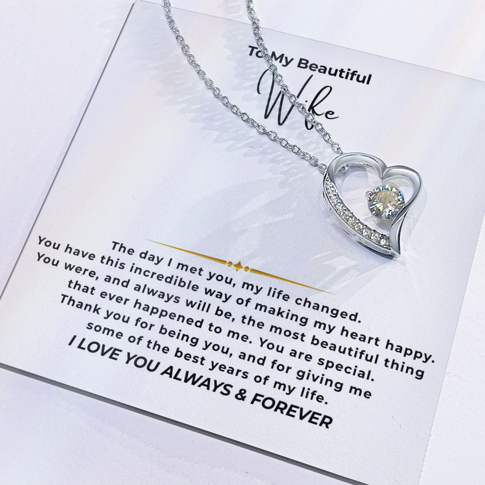To My Beautiful Wife Interlocking Hearts Necklace