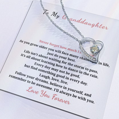 To My Granddaughter  Forever Love Necklace