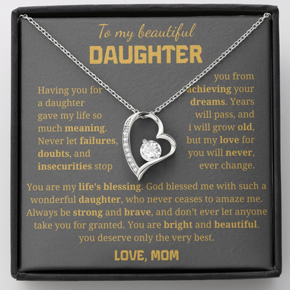 To My Beautiful Daughter  Forever Love Necklace