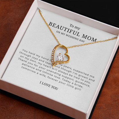 To My Beautiful Mom On My Wedding Day Interlocking Hearts Necklace