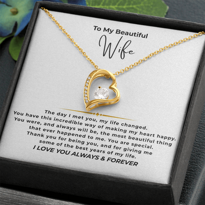 To My Beautiful Wife Interlocking Hearts Necklace