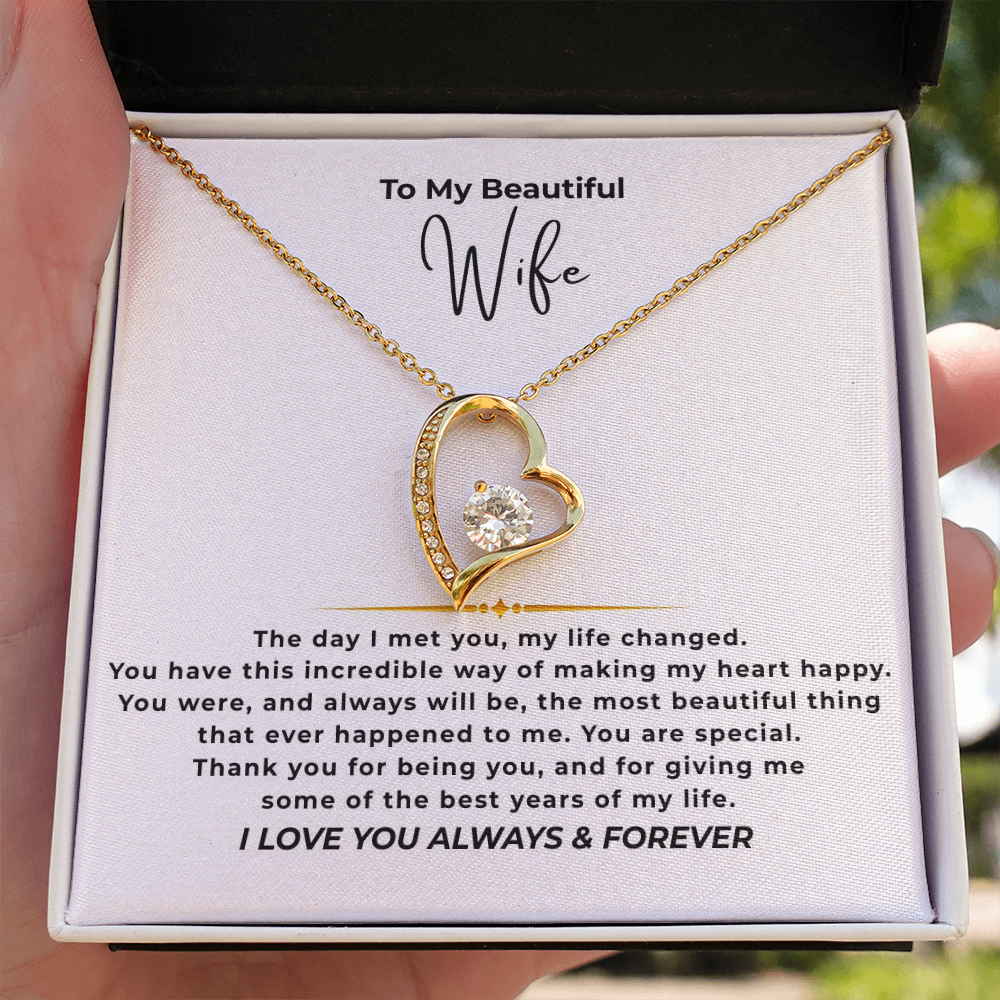 To My Beautiful Wife Interlocking Hearts Necklace