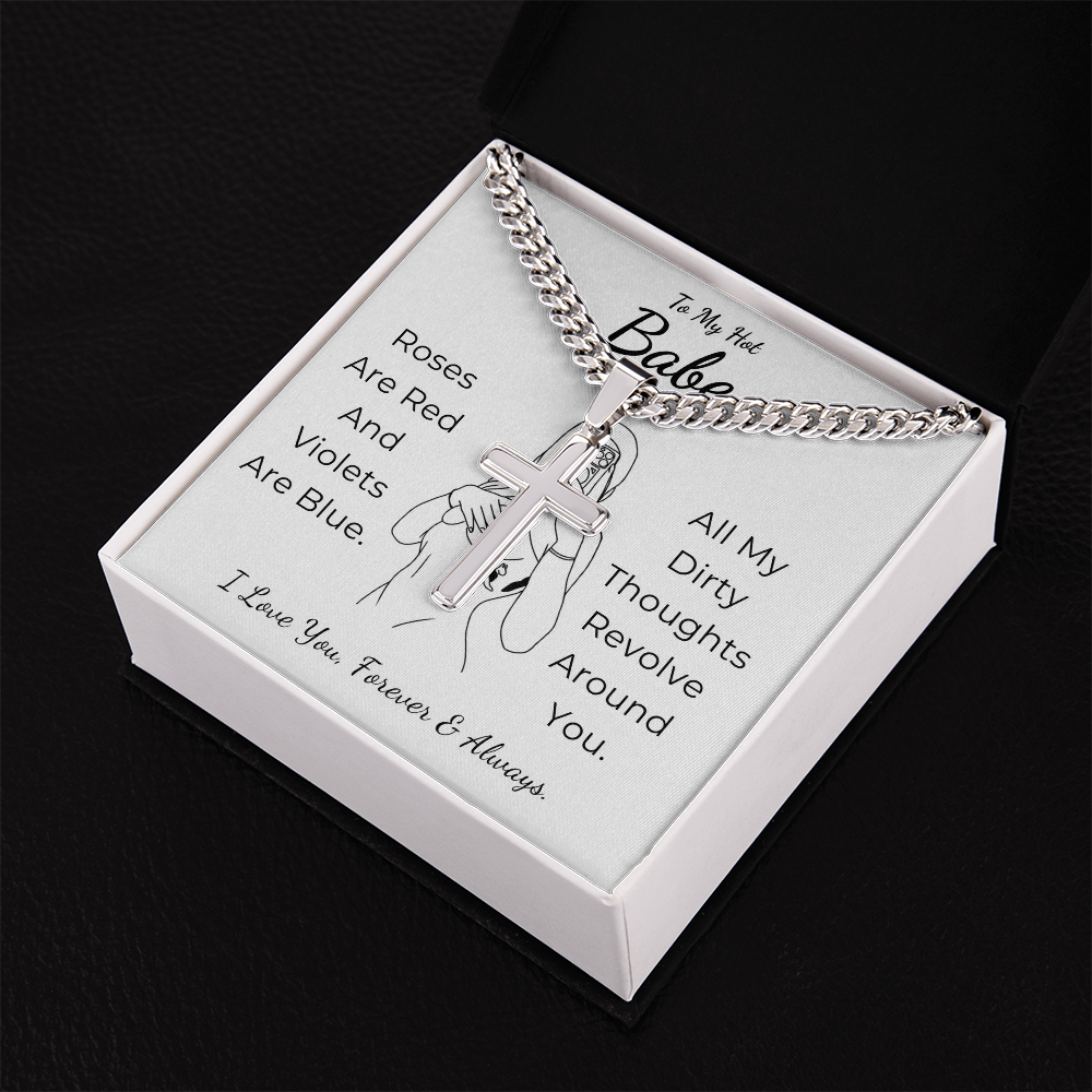Personalized To My Hot Babe Cross with Cuban Link Chain