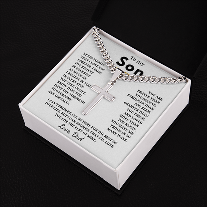 Personalized To My Son Cross with Cuban Link Chain
