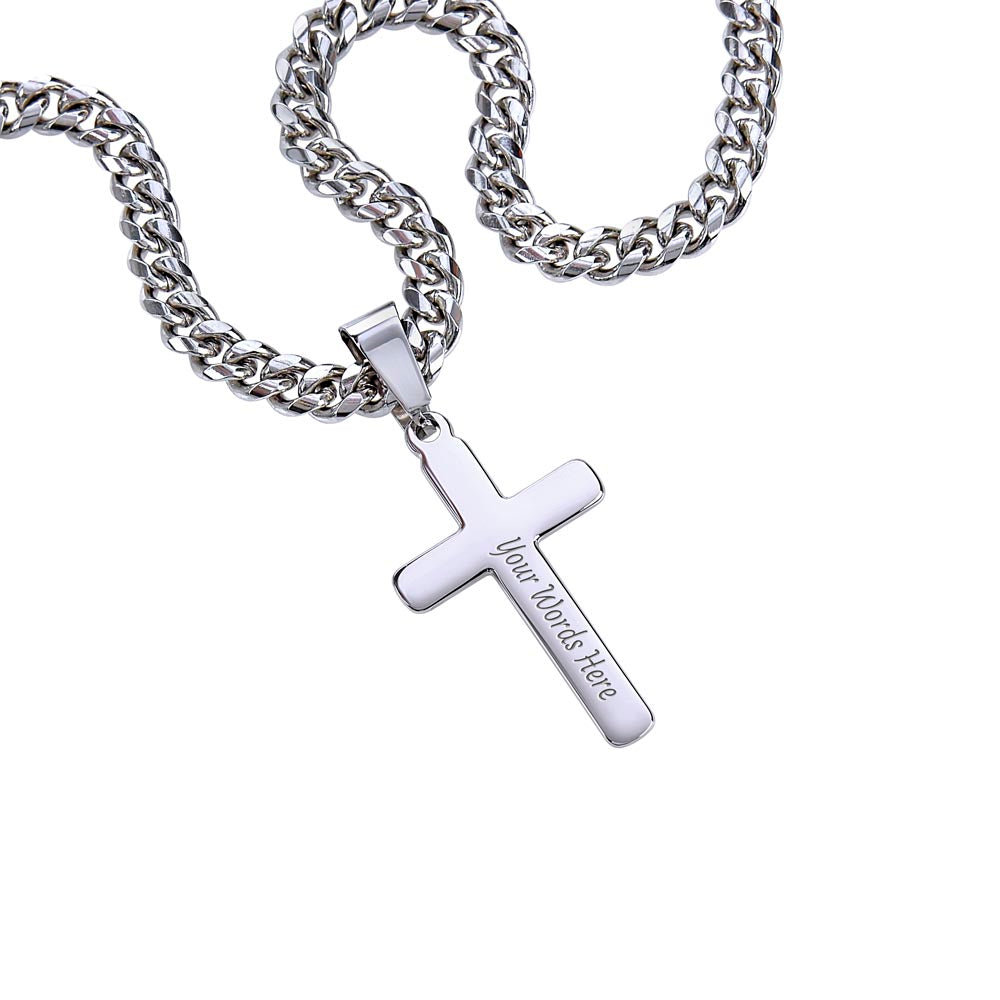 Personalized Promise Necklace Cross with Cuban Link Chain