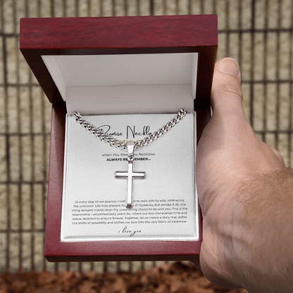 Personalized Promise Necklace Cross with Cuban Link Chain