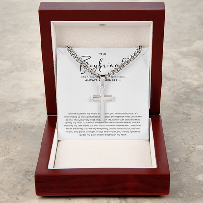 Personalized To My Boyfriend Cross with Cuban Link Chain