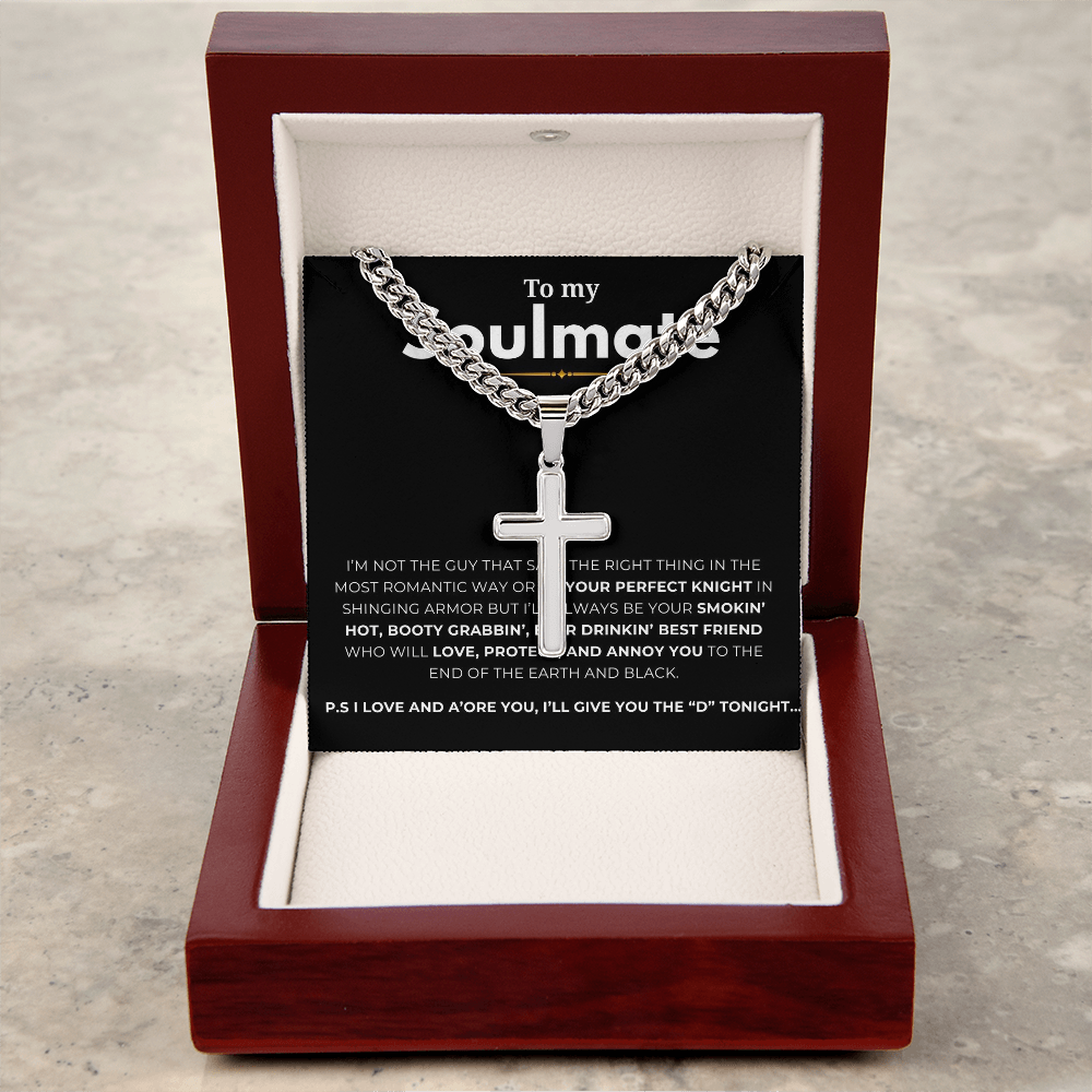 Personalized To My Soulmate Cross with Cuban Link Chain