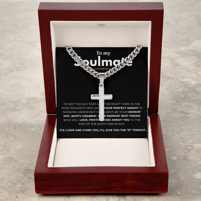 Personalized To My Soulmate Cross with Cuban Link Chain