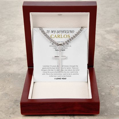 Personalized To My Boyfriend Cross with Cuban Link Chain