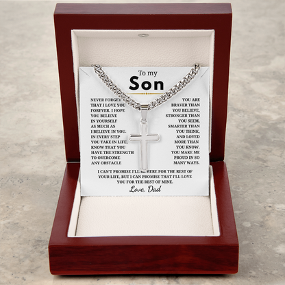 Personalized To My Son Cross with Cuban Link Chain