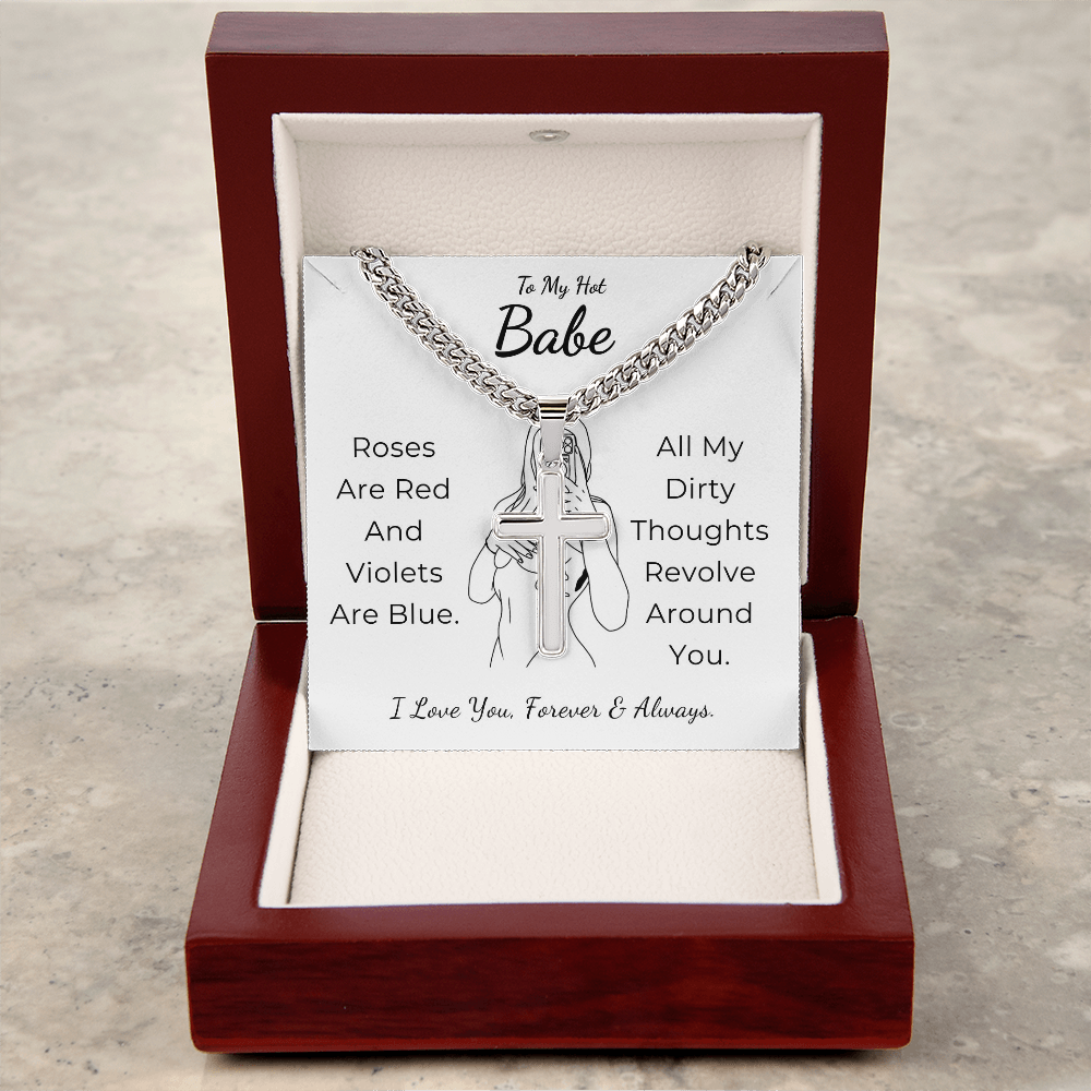 Personalized To My Hot Babe Cross with Cuban Link Chain