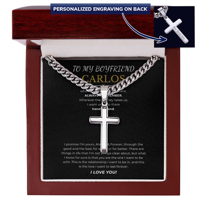 Personalized To My Boyfriend Cross with Cuban Link Chain