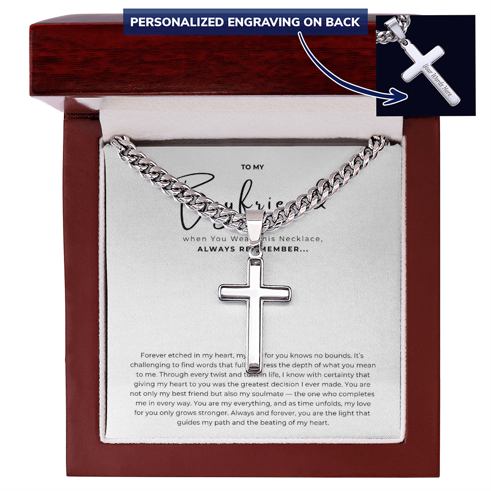 Personalized To My Boyfriend Cross with Cuban Link Chain