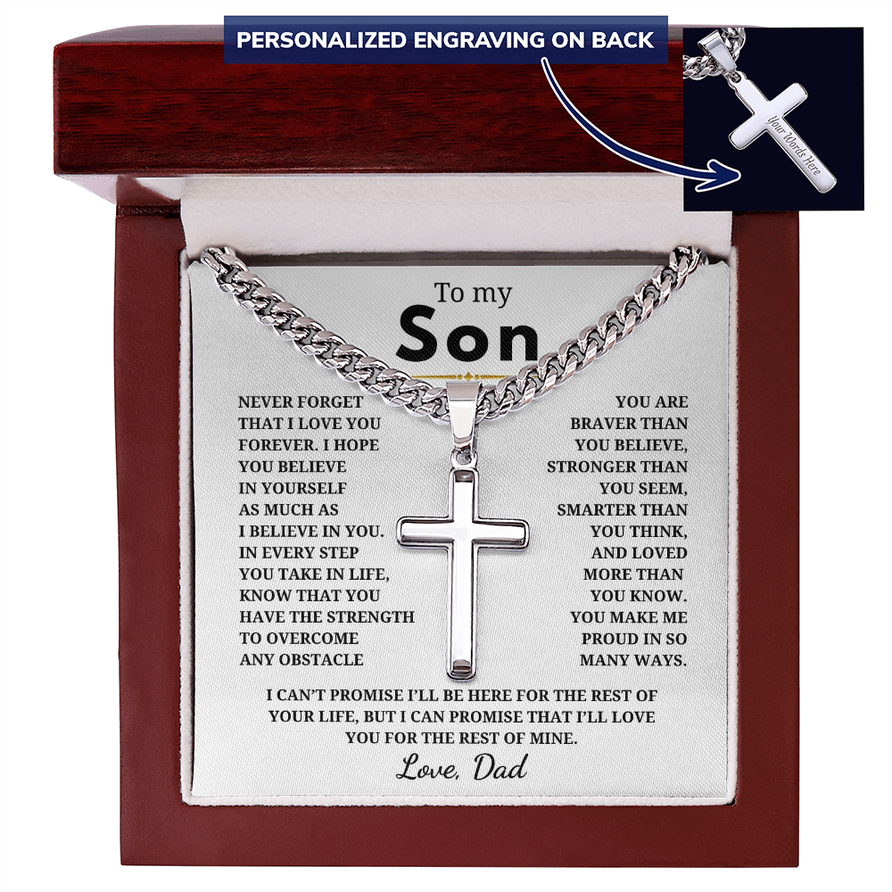 Personalized To My Son Cross with Cuban Link Chain