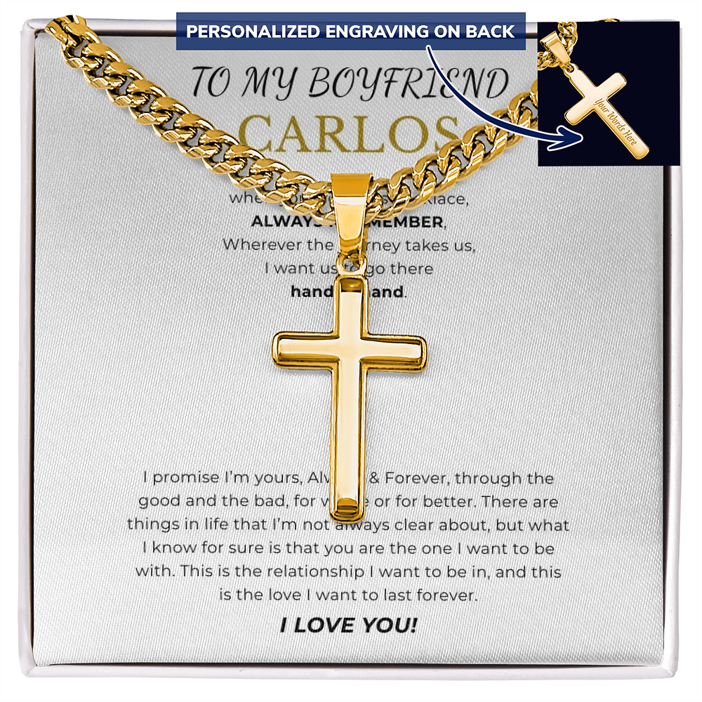 Personalized To My Boyfriend Cross with Cuban Link Chain