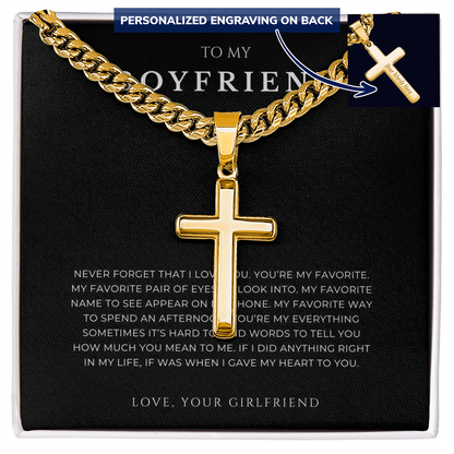 Personalized To My Boyfriend Cross with Cuban Link Chain