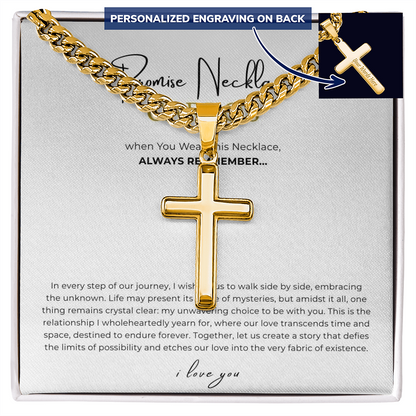 Personalized Promise Necklace Cross with Cuban Link Chain