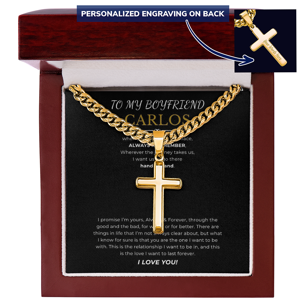 Personalized To My Boyfriend Cross with Cuban Link Chain
