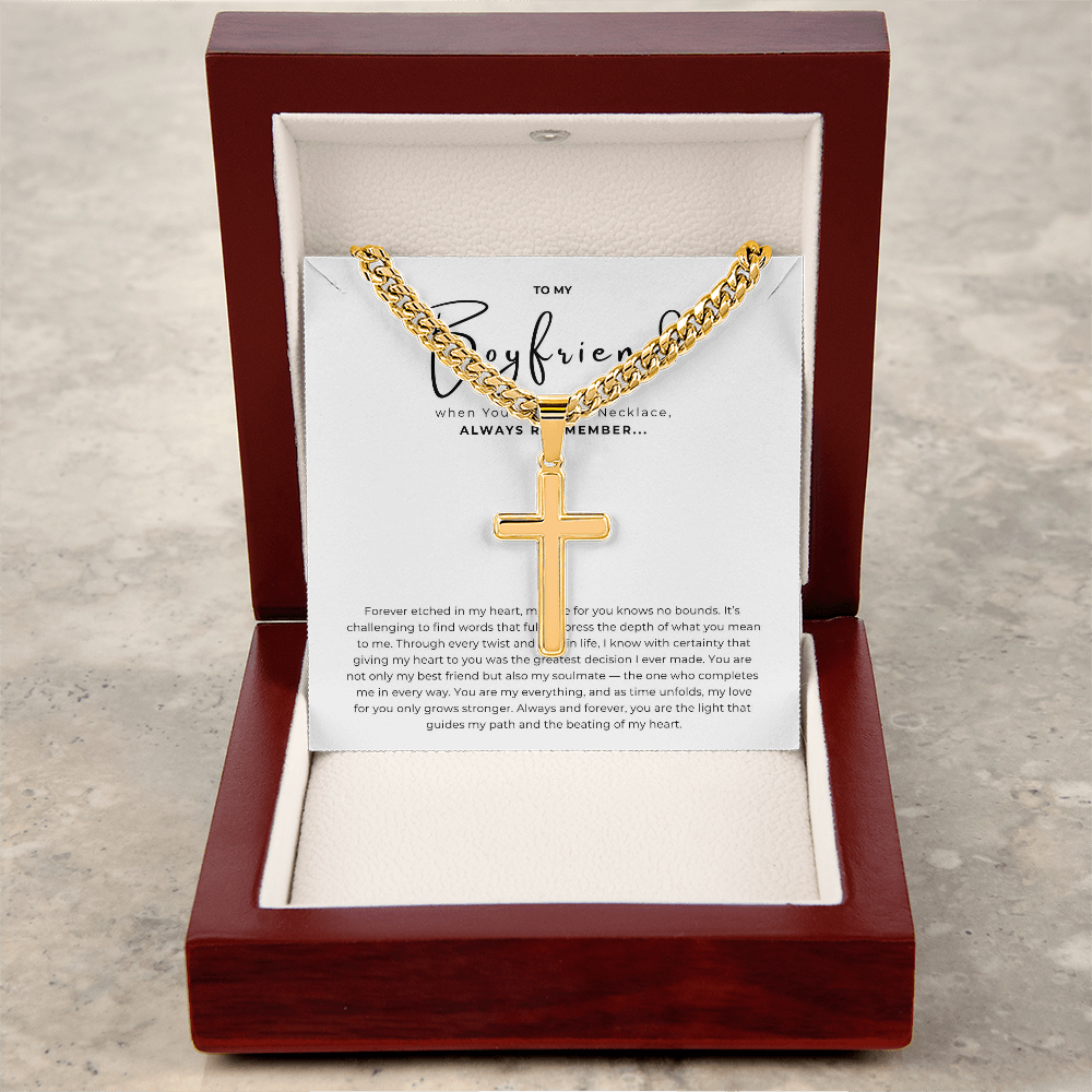Personalized To My Boyfriend Cross with Cuban Link Chain