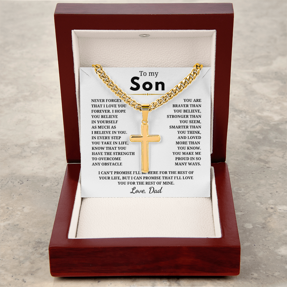 Personalized To My Son Cross with Cuban Link Chain