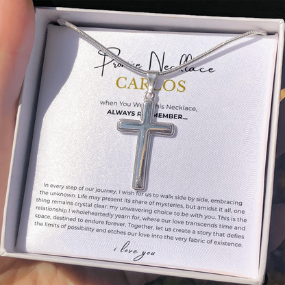 Prosonalized Promise Cross Necklace with Snake Chain