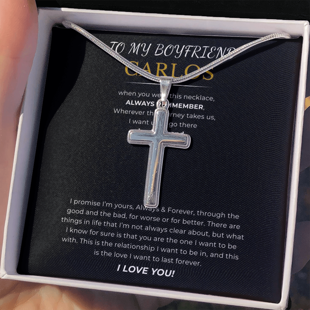 Prosonalized Promise Cross Necklace with Snake Chain