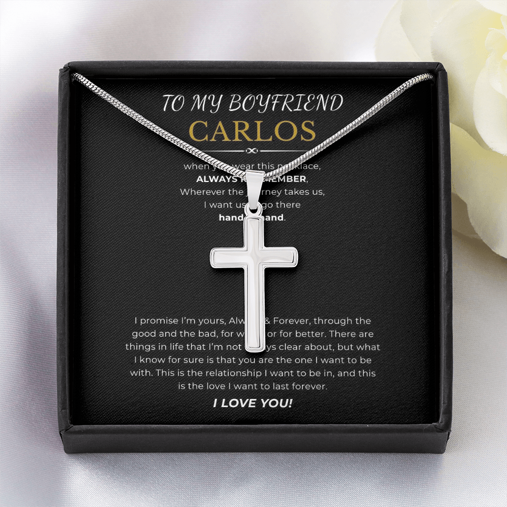 Prosonalized Promise Cross Necklace with Snake Chain