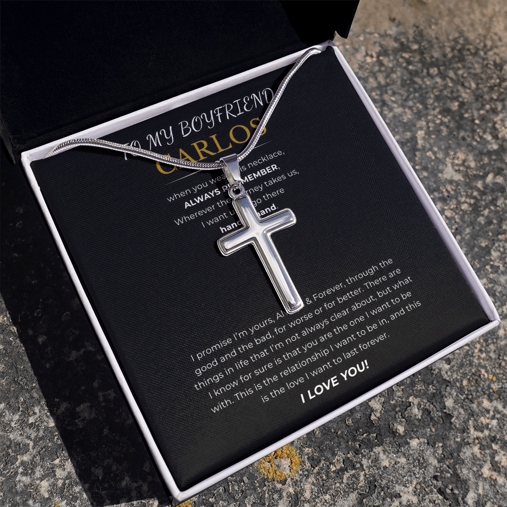 Prosonalized Promise Cross Necklace with Snake Chain