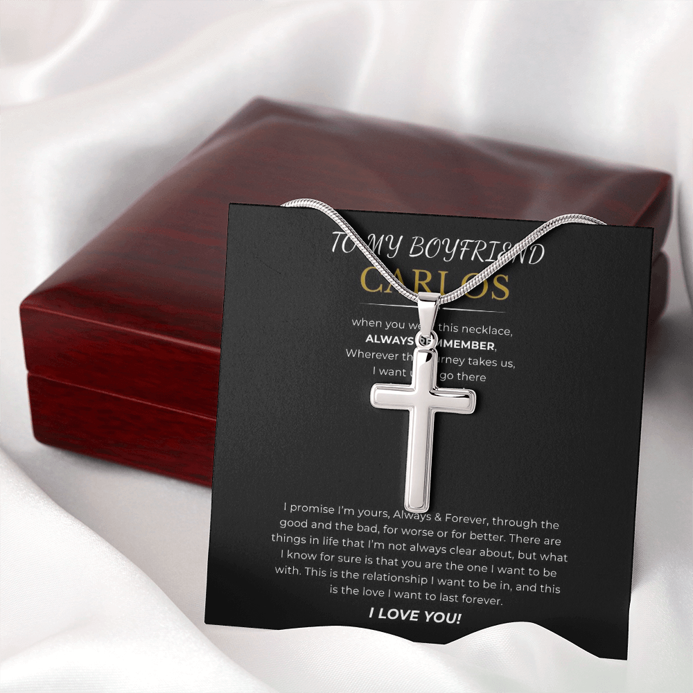 Prosonalized Promise Cross Necklace with Snake Chain