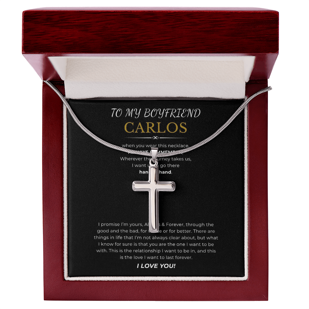 Prosonalized Promise Cross Necklace with Snake Chain