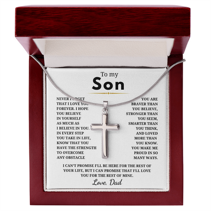 To My Son Artisan Cross Necklace with Snake Chain