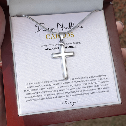 Prosonalized Promise Cross Necklace with Snake Chain