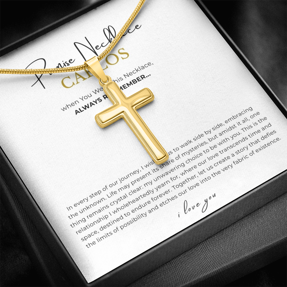 Prosonalized Promise Cross Necklace with Snake Chain