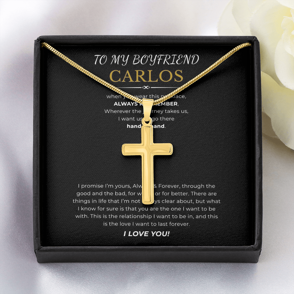 Prosonalized Promise Cross Necklace with Snake Chain