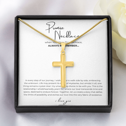 Promise Cross Necklace with Snake Chain