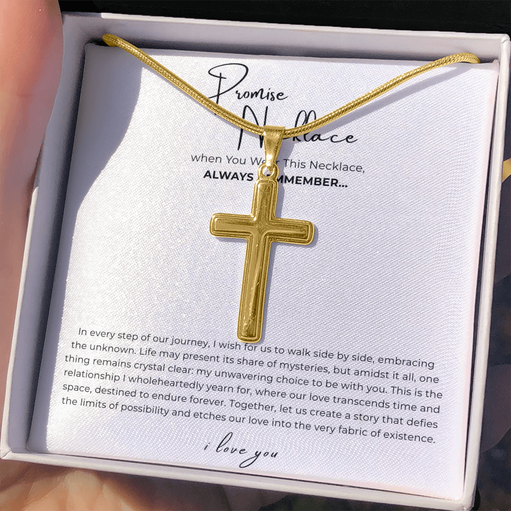 Promise Cross Necklace with Snake Chain