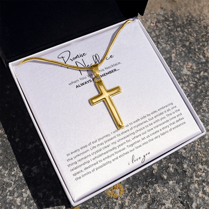 Promise Cross Necklace with Snake Chain