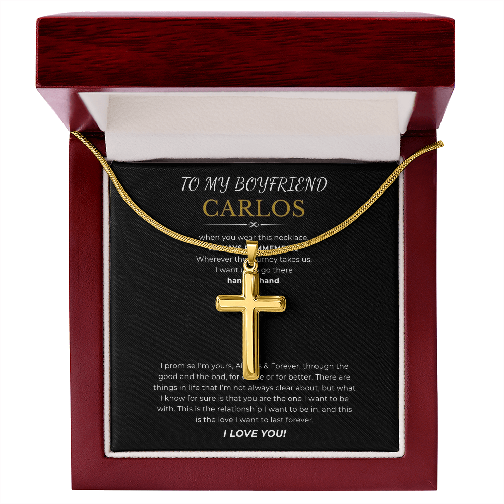 Prosonalized Promise Cross Necklace with Snake Chain